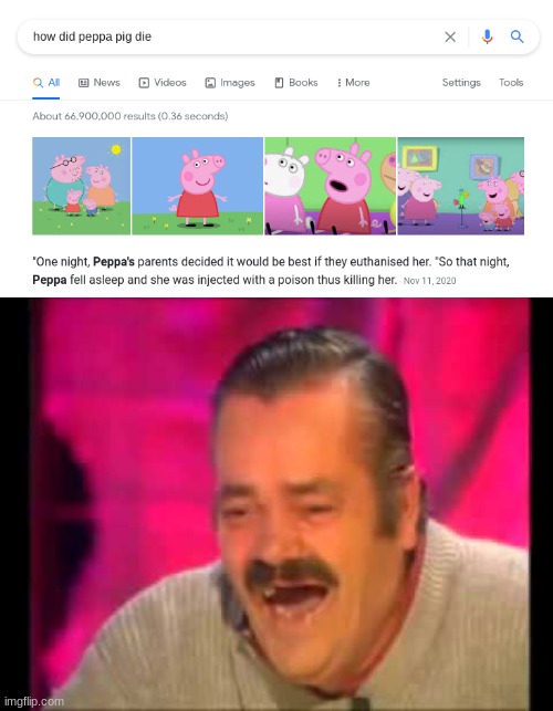 OOF size 1000000000000000 | image tagged in memes,laughing,peppa pig,alright stop reading these tags and look at the meme,i'm serious stop,i'm not putting any more tags | made w/ Imgflip meme maker