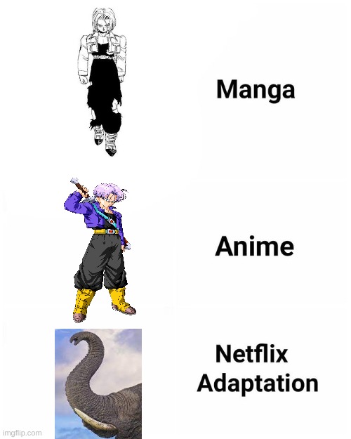 literally trunks | image tagged in netflix adaptation | made w/ Imgflip meme maker