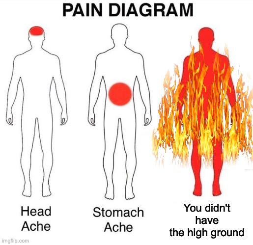 Pain Diagram | You didn't have the high ground | image tagged in pain diagram | made w/ Imgflip meme maker