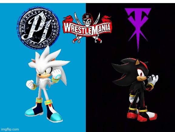 Only true Sonic and WWE fans will understand (WRESTLING IS A SPORT SO THAT'S WHY I POSTED THIS HERE) | image tagged in shadow the hedgehog,silver the hedgehog,wrestlemania 37 | made w/ Imgflip meme maker