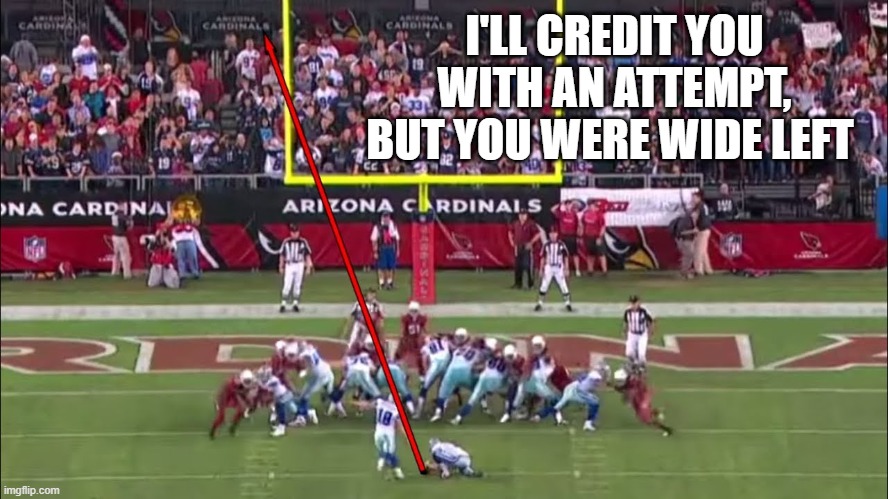 I'LL CREDIT YOU WITH AN ATTEMPT, BUT YOU WERE WIDE LEFT | made w/ Imgflip meme maker