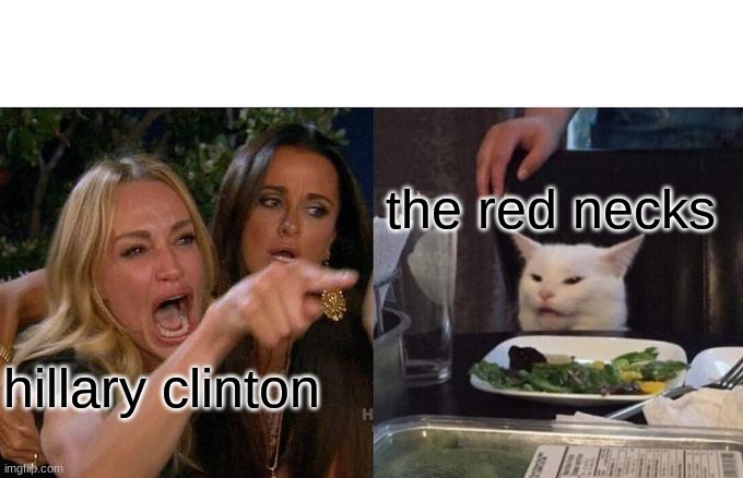 Woman Yelling At Cat Meme | the red necks; hillary clinton | image tagged in memes,woman yelling at cat | made w/ Imgflip meme maker