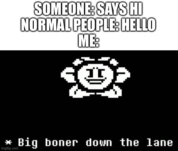 i’m different from other people | SOMEONE: SAYS HI
NORMAL PEOPLE: HELLO
ME: | image tagged in memes,bruh | made w/ Imgflip meme maker