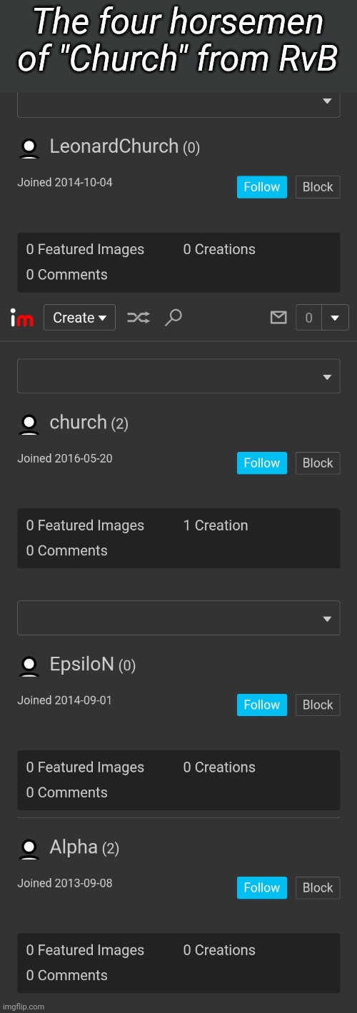 The four horsemen of "Church" from RvB | made w/ Imgflip meme maker