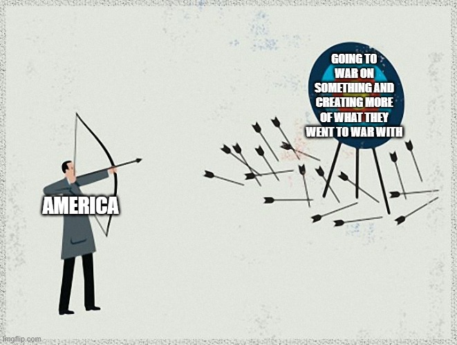 Lets go to war on the economy as it will grow | GOING TO WAR ON SOMETHING AND CREATING MORE OF WHAT THEY WENT TO WAR WITH; AMERICA | image tagged in failure,america | made w/ Imgflip meme maker