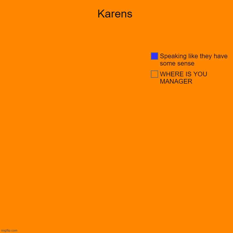 Chart | Karens | WHERE IS YOU MANAGER, Speaking like they have some sense | image tagged in charts,pie charts | made w/ Imgflip chart maker