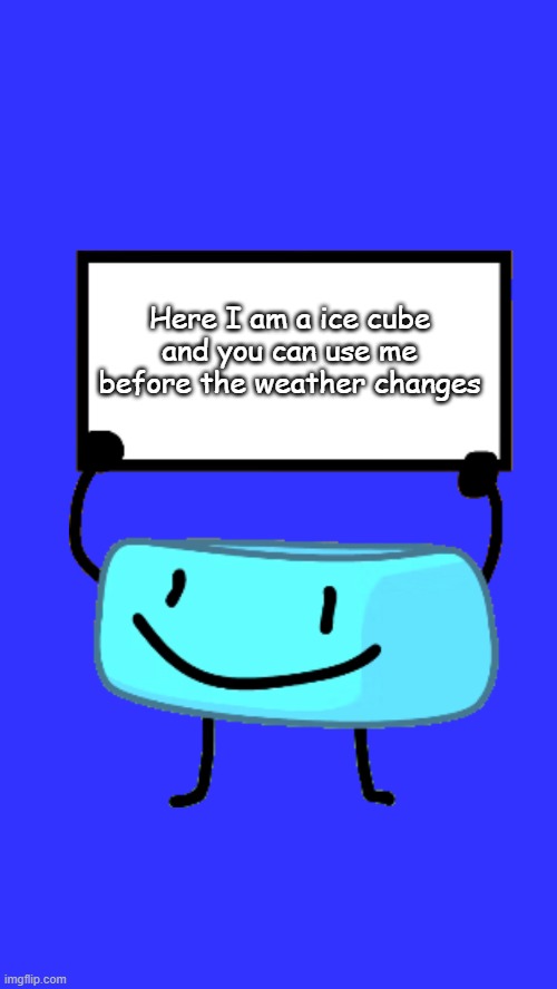 Braceletey BFB | Here I am a ice cube and you can use me before the weather changes | image tagged in braceletey bfb | made w/ Imgflip meme maker