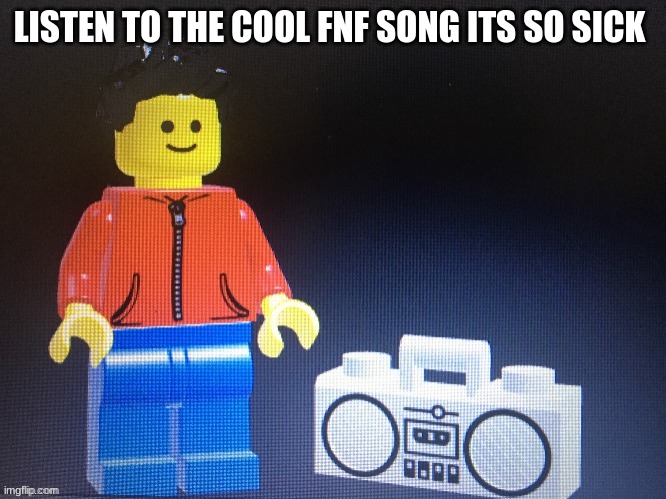 Winston with boom box | LISTEN TO THE COOL FNF SONG ITS SO SICK | image tagged in winston with boom box | made w/ Imgflip meme maker