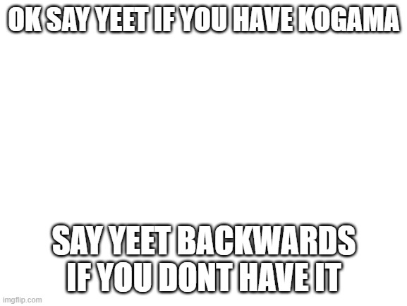 only for officials | OK SAY YEET IF YOU HAVE KOGAMA; SAY YEET BACKWARDS IF YOU DONT HAVE IT | image tagged in blank white template | made w/ Imgflip meme maker