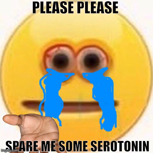 Cursed Emoji | PLEASE PLEASE; SPARE ME SOME SEROTONIN | image tagged in cursed emoji | made w/ Imgflip meme maker