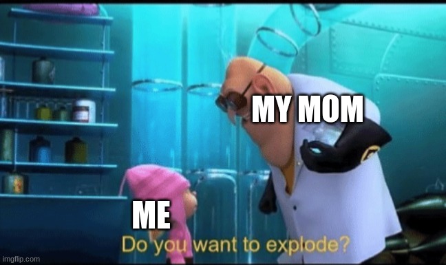 Do you want to explode? | MY MOM; ME | image tagged in do you want to explode | made w/ Imgflip meme maker