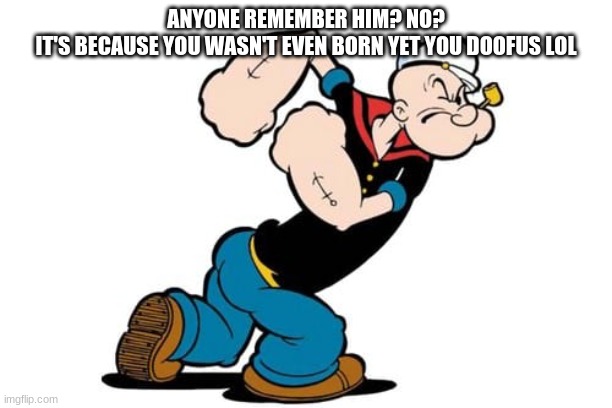ANYONE REMEMBER HIM? NO?
IT'S BECAUSE YOU WASN'T EVEN BORN YET YOU DOOFUS LOL | made w/ Imgflip meme maker
