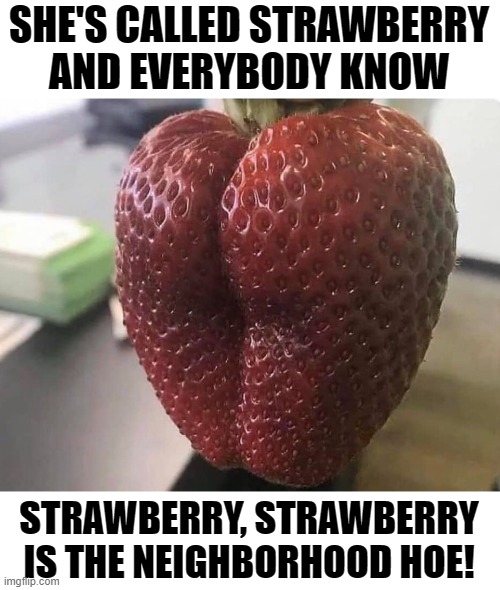 Neighborhood Strawberry | SHE'S CALLED STRAWBERRY AND EVERYBODY KNOW; STRAWBERRY, STRAWBERRY IS THE NEIGHBORHOOD HOE! | image tagged in nwa,dope man,strawberry,hip hop | made w/ Imgflip meme maker