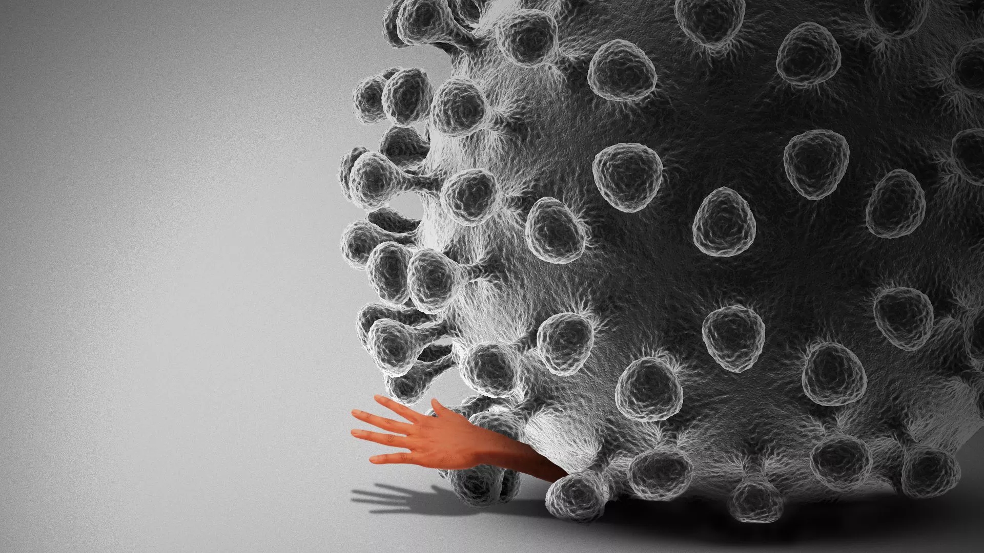 Portrait of an anti-vaxxer. Virus, hand. Blank Meme Template