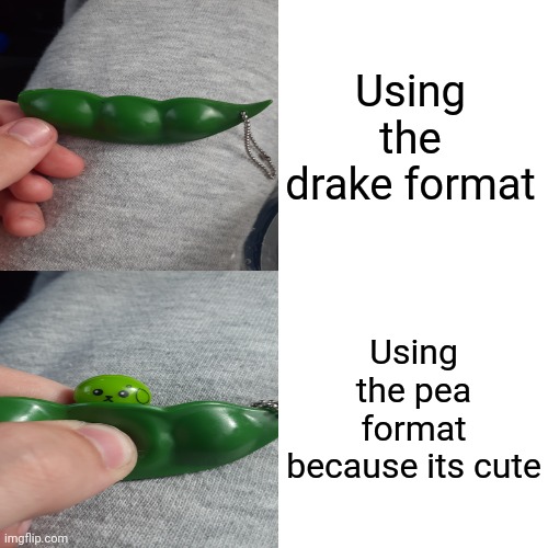 Yes | Using the drake format; Using the pea format because its cute | image tagged in drake hotline bling,cute | made w/ Imgflip meme maker