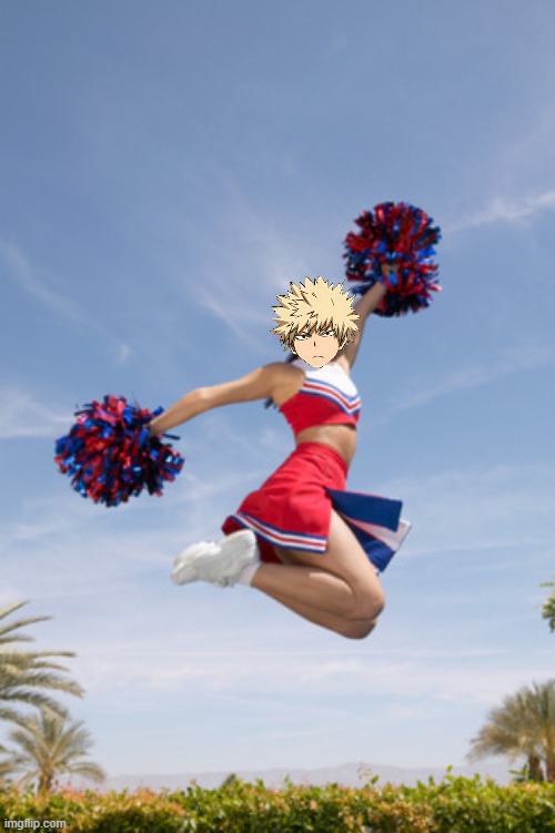 angy  pom pom | image tagged in cheerleader jump with pom poms | made w/ Imgflip meme maker