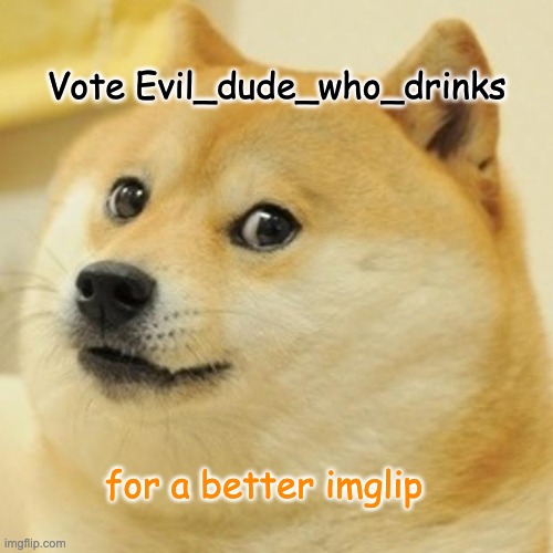 doge approves | Vote Evil_dude_who_drinks; for a better imglip | image tagged in memes,doge | made w/ Imgflip meme maker