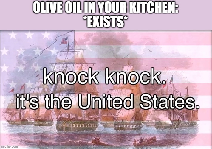 the US would like to know your location | OLIVE OIL IN YOUR KITCHEN:
*EXISTS* | image tagged in usa,oil | made w/ Imgflip meme maker