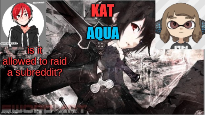 katxaqua | is it allowed to raid a subreddit? | image tagged in katxaqua | made w/ Imgflip meme maker