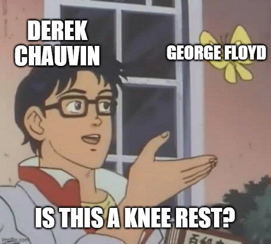 Lean on Me | DEREK CHAUVIN; GEORGE FLOYD; IS THIS A KNEE REST? | image tagged in memes,is this a pigeon | made w/ Imgflip meme maker