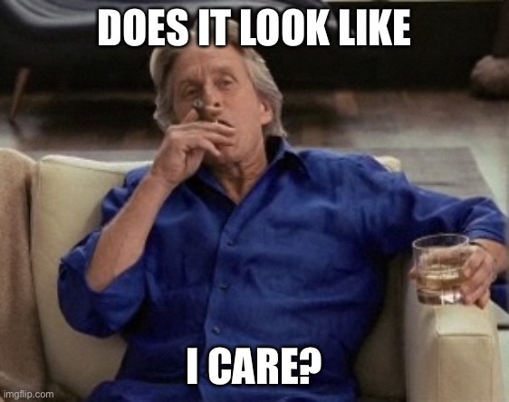 Gordon Gecko | DOES IT LOOK LIKE I CARE? | image tagged in gordon gecko | made w/ Imgflip meme maker