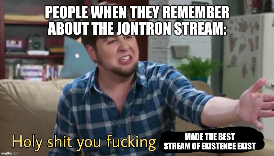 E m g l i s h 1 0 0 | PEOPLE WHEN THEY REMEMBER ABOUT THE JONTRON STREAM: | made w/ Imgflip meme maker