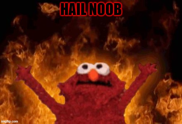 elmo maligno | HAIL NOOB | image tagged in elmo maligno | made w/ Imgflip meme maker