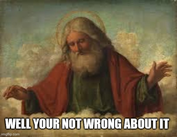 god | WELL YOUR NOT WRONG ABOUT IT | image tagged in god | made w/ Imgflip meme maker