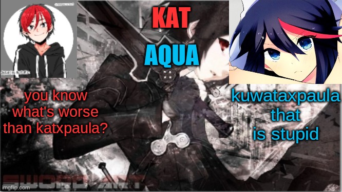 well ok | kuwataxpaula
that is stupid; you know what's worse than katxpaula? | image tagged in katxaqua | made w/ Imgflip meme maker