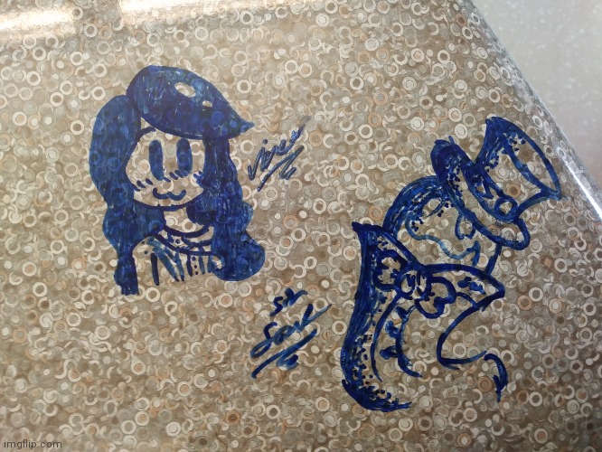 I drew these with a marker on my desk in science class because yes :3 | image tagged in princevince64,vin,sir soul | made w/ Imgflip meme maker