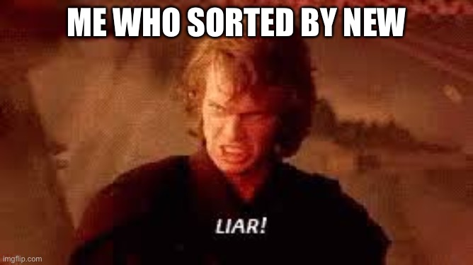 Anakin Liar | ME WHO SORTED BY NEW | image tagged in anakin liar | made w/ Imgflip meme maker