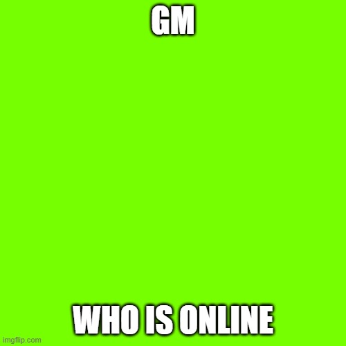 Blank Transparent Square | GM; WHO IS ONLINE | image tagged in memes,blank transparent square | made w/ Imgflip meme maker