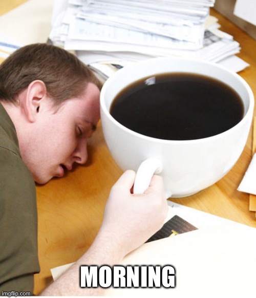 coffee morning sleeping desk | MORNING | image tagged in coffee morning sleeping desk | made w/ Imgflip meme maker
