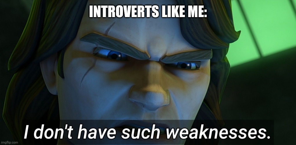 I don't have such weaknesses Anakin | INTROVERTS LIKE ME: | image tagged in i don't have such weaknesses anakin | made w/ Imgflip meme maker
