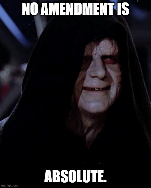 No Amendment | NO AMENDMENT IS; ABSOLUTE. | image tagged in emporer palpatine | made w/ Imgflip meme maker
