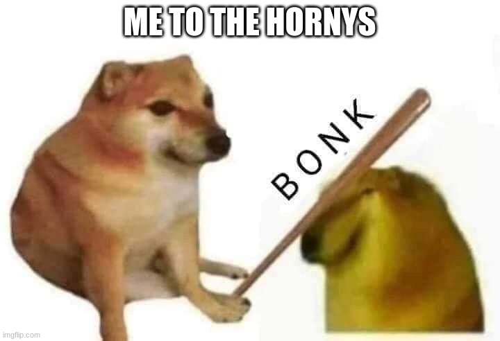 bonk | ME TO THE HORNYS | image tagged in doge bonk | made w/ Imgflip meme maker