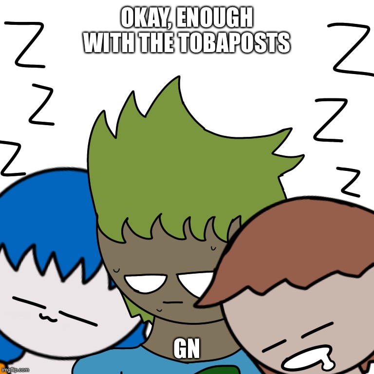 OKAY, ENOUGH WITH THE TOBAPOSTS; GN | made w/ Imgflip meme maker