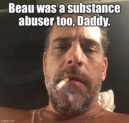 Hunter Biden | Beau was a substance abuser too, Daddy. | image tagged in hunter biden | made w/ Imgflip meme maker