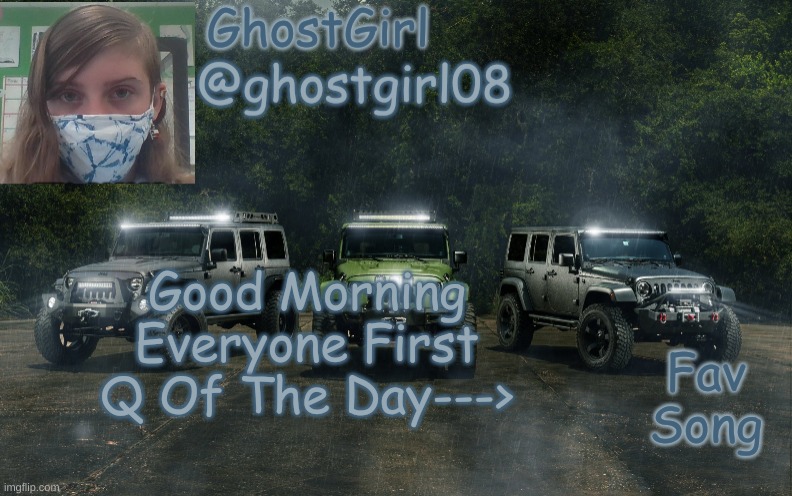 GhostGirl08 Temp | Good Morning Everyone First Q Of The Day--->; Fav Song | image tagged in ghostgirl08 temp | made w/ Imgflip meme maker