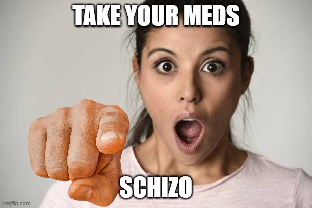 TAKE YOUR MEDS; SCHIZO | made w/ Imgflip meme maker