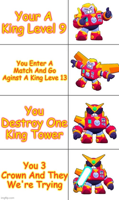 Surge Upgrade | Your A King Level 9; You Enter A Match And Go Aginst A King Leve 13; You Destroy One King Tower; You 3 Crown And They We're Trying | image tagged in surge upgrade | made w/ Imgflip meme maker