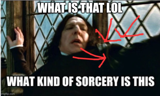 IS THAT A SNAKE BITTEN IN THE NECK? |  WHAT IS THAT LOL | image tagged in what kind of sorcery is this | made w/ Imgflip meme maker