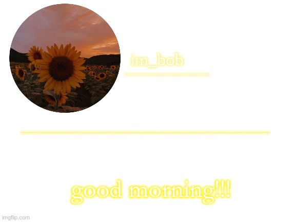 im_bob | good morning!!! | image tagged in im_bob | made w/ Imgflip meme maker