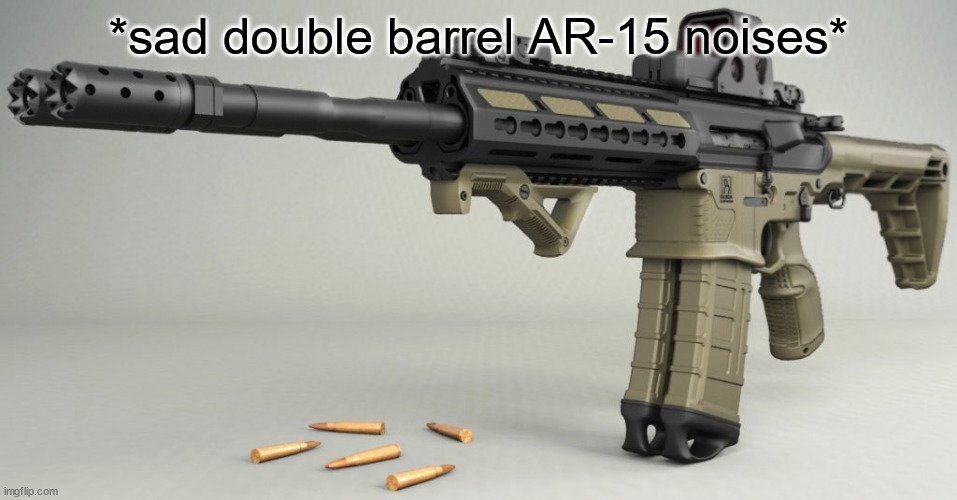 new weapon detected | *sad double barrel AR-15 noises* | image tagged in and yes,this exists | made w/ Imgflip meme maker