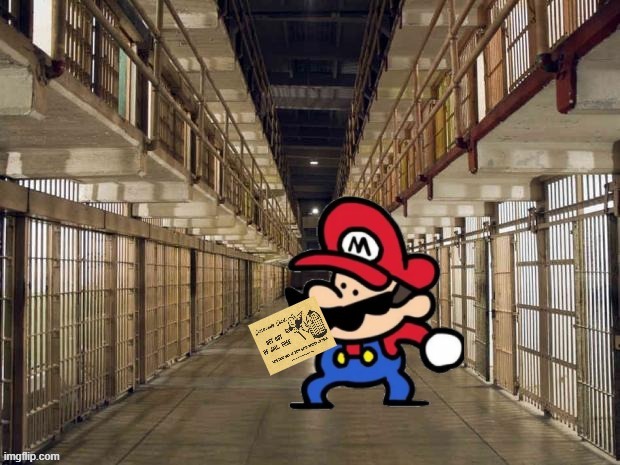 Mario escapes from jail with a get out of jail free card.mp3 | image tagged in mario lives | made w/ Imgflip meme maker