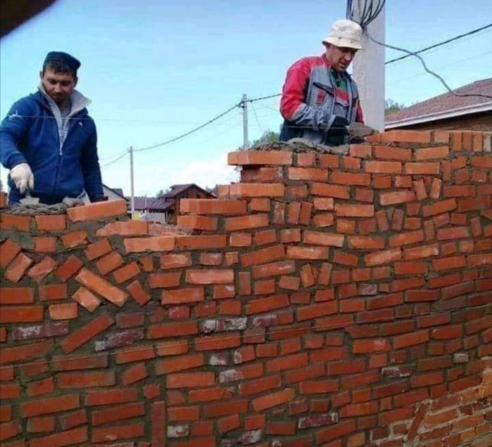 weird brick wall Blank Meme Template