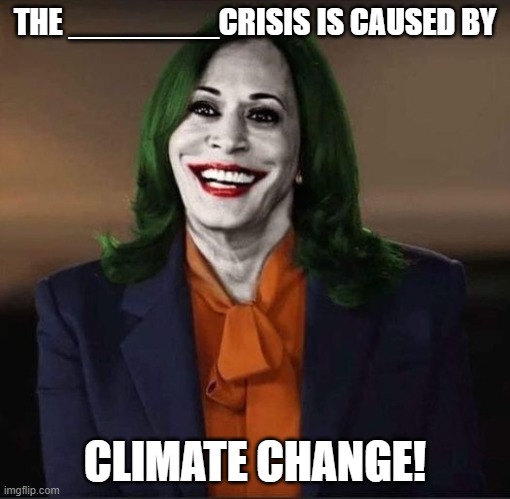 Fill in the blank | THE ________CRISIS IS CAUSED BY; CLIMATE CHANGE! | image tagged in climate change | made w/ Imgflip meme maker