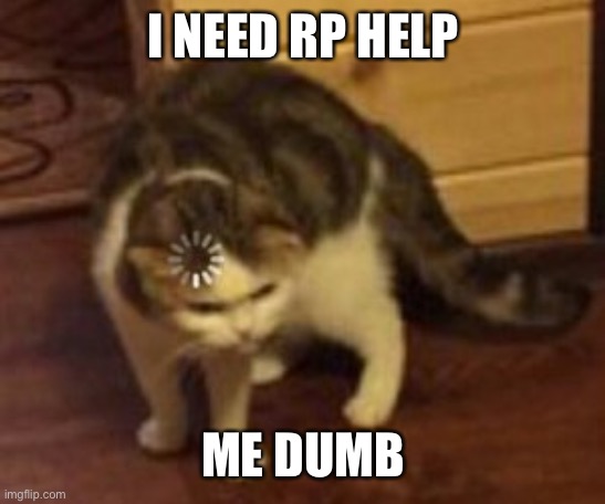 Loading cat | I NEED RP HELP; ME DUMB | image tagged in loading cat | made w/ Imgflip meme maker