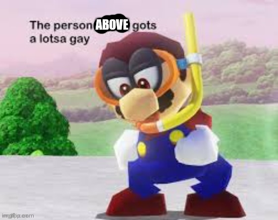 ABOVE | image tagged in the person below gots a lotsa gay | made w/ Imgflip meme maker