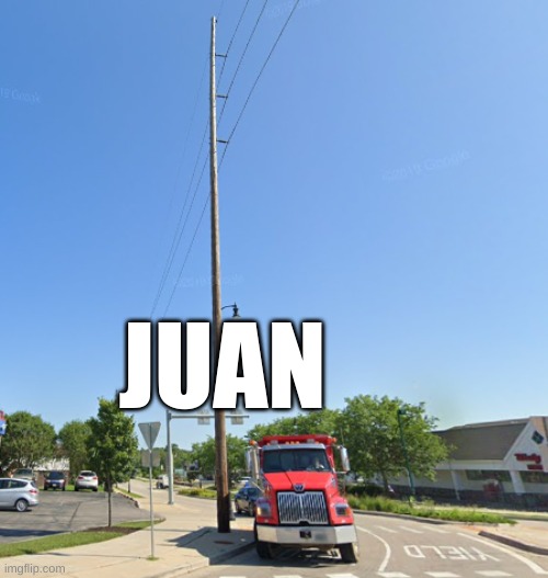 Telephone Pole On Sidewalk | JUAN | image tagged in juan,horseonroof,horse,telephonepole,115kv pole | made w/ Imgflip meme maker